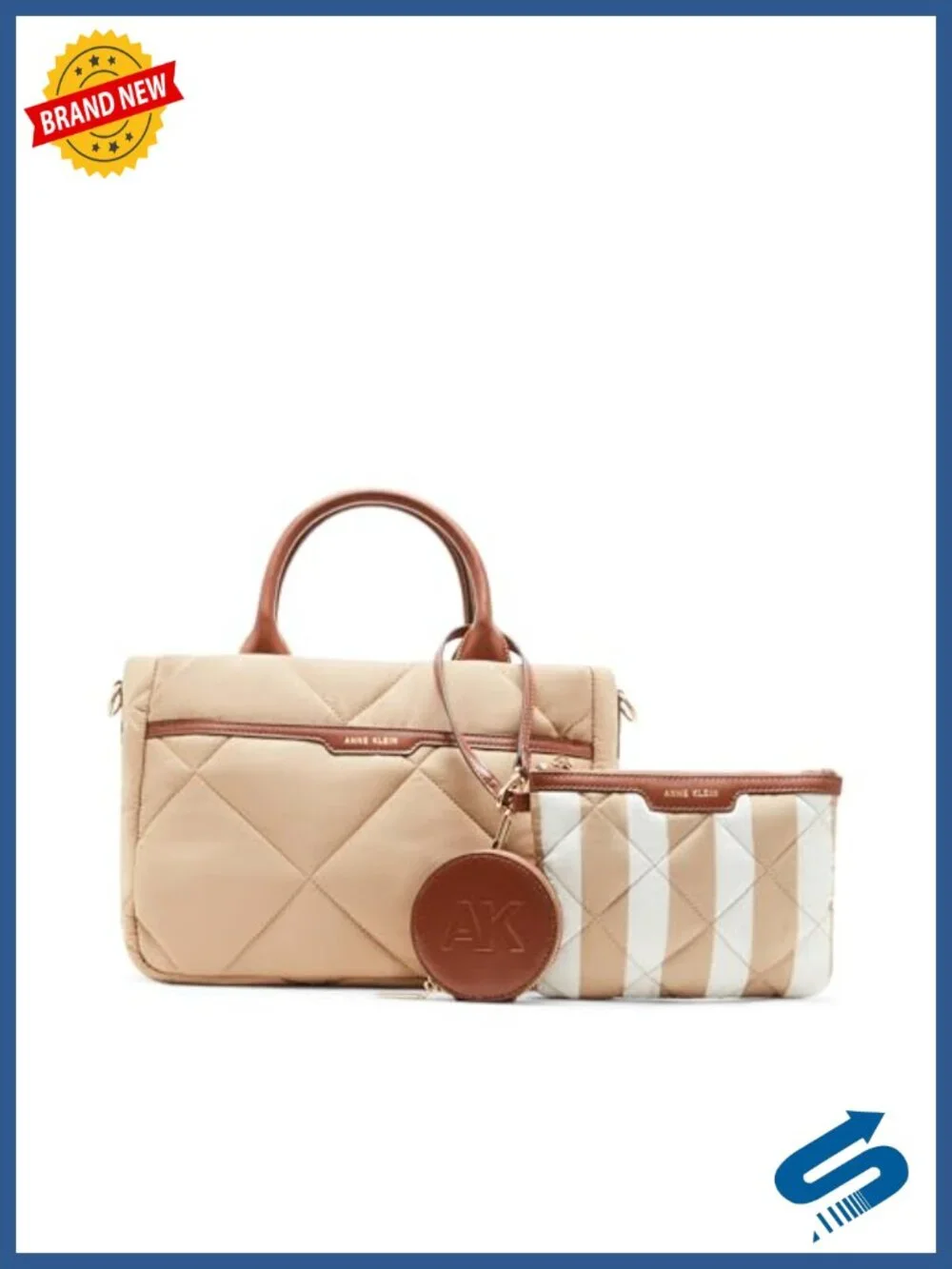 Quilted Nylon Satchel With Pouch and Coin Case
